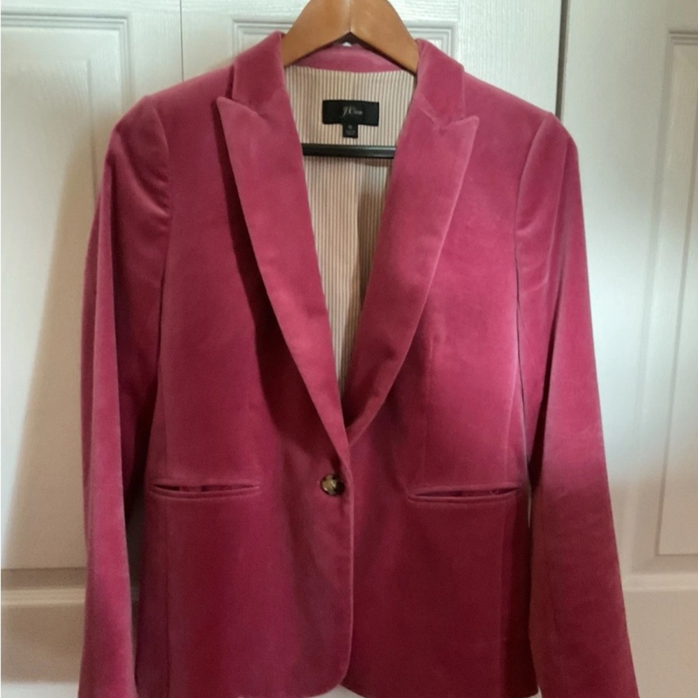 J. Crew Pink Velvet Blazer Luxurious Suit Jacket